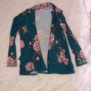 Floral open front cardigan
